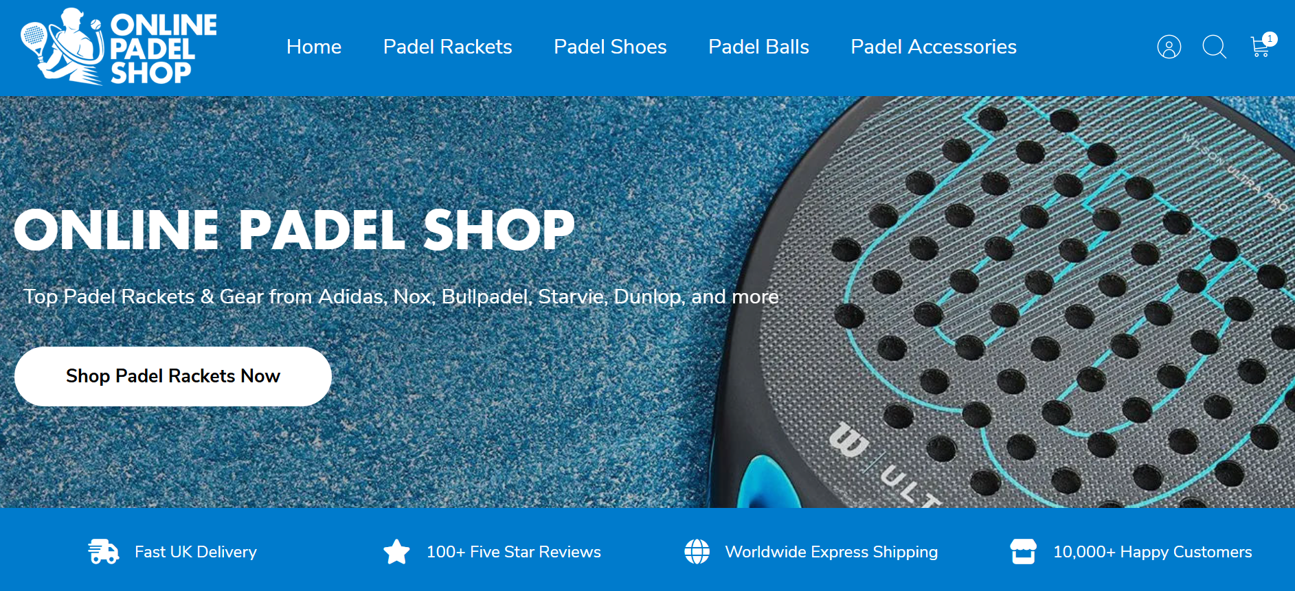 Online Padel Shop – Shopify E-commerce Website